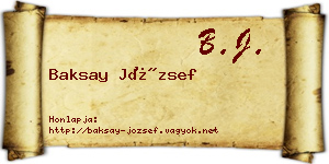 Baksay József névjegykártya